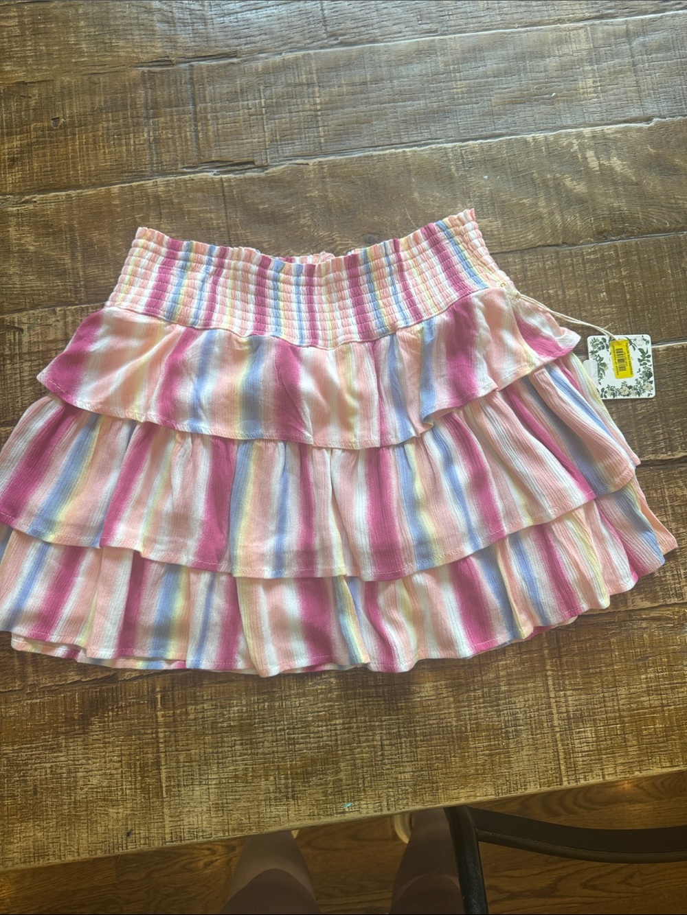 Chelsea & Violet Pink Multi-Stripe Ruffle Tiered Skirt